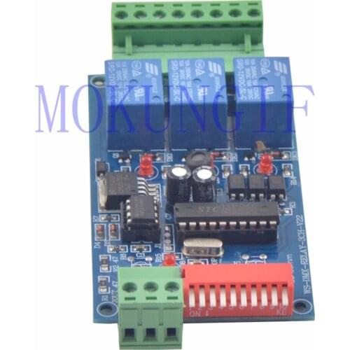 Fast shipping 10Pcs 3CH Relay Controller DMX 512 Decoder RGB LED Strip Module Dump Node 5~24V WS-DMX-RELAY-3CH-BAN