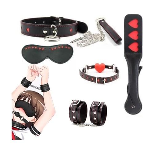 Candiway PU Leather Red Heart-Shaped Series Adult Slave Roleplay Game BDSM Bondage Erotic Toys For Couple