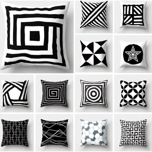 Black White Geometric Cushion Cover Living Room Sofa Pillow Case Car Office Nordic Style Home Decor Throw Pillow Cover 45x45cm