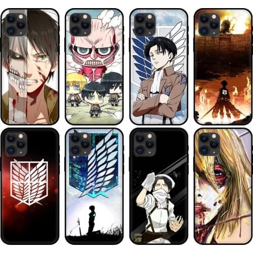 Black tpu case for iphone 5 5s se 2020 6 6s 7 8 plus x 10 XR XS 11 12 mini pro MAX back cover Anime Attack On Titan
