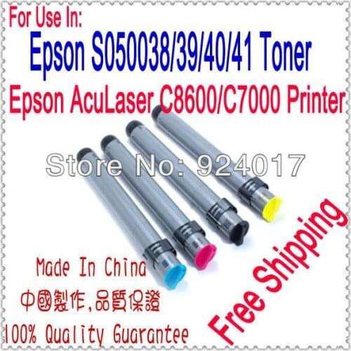 Color Toner For Epson AcuLaser C8500 C8600 C7000 Printer,For Epson Toner Refill S050038 S050039 S050040 S050041 Toner Cartridge