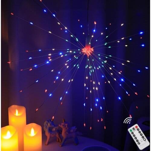 Firework Lamp Led Fairy Copper Wire Lantern Lights String Star Light Waterproof Romantic Decor Hanging Lamp with Remote Control