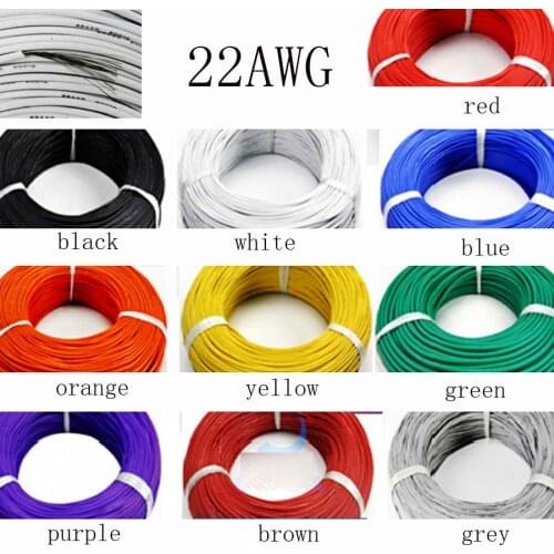 50metre 22AWG Soft Silicone Cable 0.3mm2 Ultra Flexiable Test Line Wire Red Black Blue White Yellow Green Orange Brown Grey
