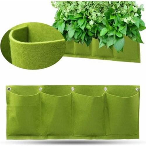 Pocket Felt Wall Hanging Planting Corrosion-resistant Bag Plant Growing Vertical Garden Growing Durable Bag 4 Pockets