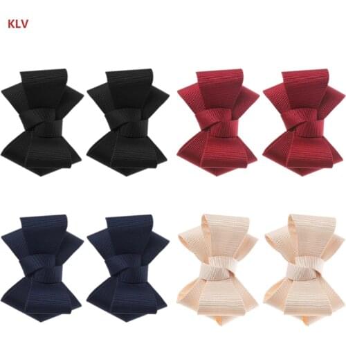 KLV 2Pcs DIY Bowknot Patches Shoe Clothes Applique Shoe Decoration Accessories Embroidery