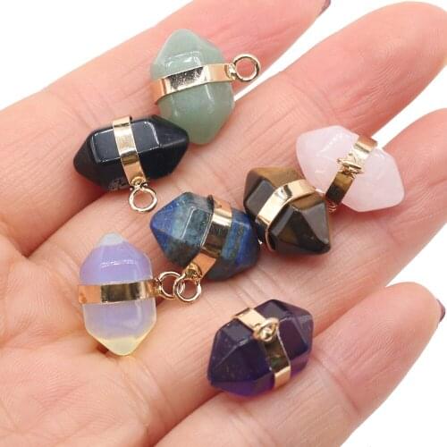 2Pcs Natural Stone Pendant Section Cylindrical Semi-Precious For Jewelry Making Charms DIY Necklace Bracelet Anklet Accessory