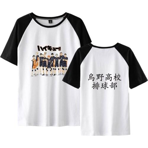 Summer New Japan Anime Haikyuu T Shirt Male White O-neck Cartoon Tee Tops Men/women Harajuku Clothes