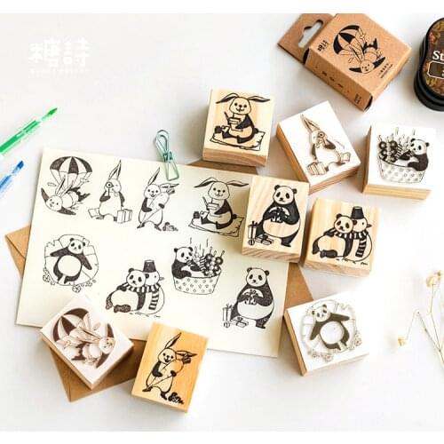Cute Animals Pattern Wooden Stamp Diy Craft Wooden Rubber Stamps For Scrapbooking Stationery Scrapbooking Standard Stamp