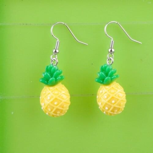 DIY fashion resin kawaii Tropical fruit pineapple earrings drop dangle earring girl earing jewelry women boutique bijoux