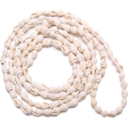 Sea Nail Shell Beads Long Strand Conch Punching Necklace Bracelet Aquarium Decoration White Flower Natural Seashell 115cm
