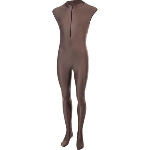 Sansha Mens Zip-front Biketard Full Body Footed Tight Cap Sleeve Dance Unitard Bodysuit Ballet Gym Leotards Dancewear 58AG0021