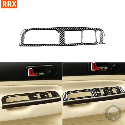 Black Carbon Fiber Sticker Car Door Window Lift Button Panel Protection Frame Interior For Volkswagen VW Golf 4 MK4 1999-2004