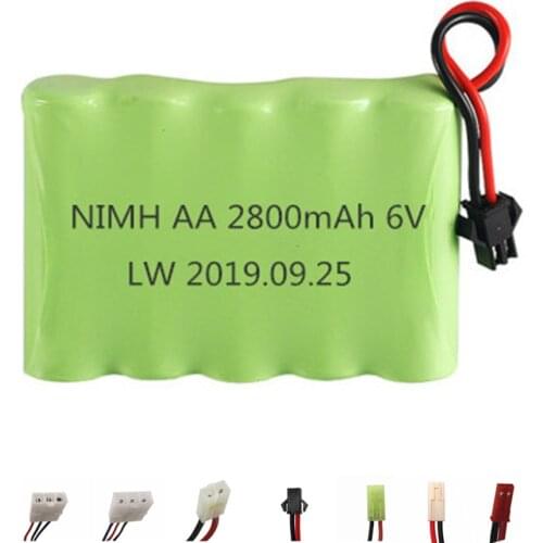 6v 2800mah NiMH Battery For Rc toys Cars Guns Tanks Trucks Robots NI-MH 6v Rechargeable Battery AA Battery Pack 1Pcs For RC boat