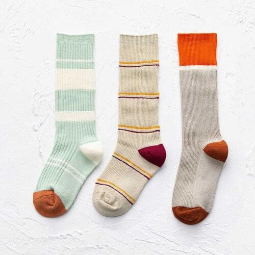 Autumn Winter Baby striped Cotton Socks Boys Girls Newborn Infant Toddler Anti-slip Floor Wear Quality 1-8Y