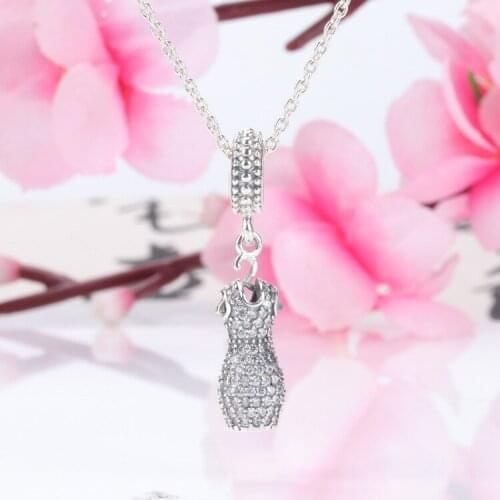 S925 Sterling Silver Dazzling Dance Skirt Pendant Fit Original Charms Bracelet
