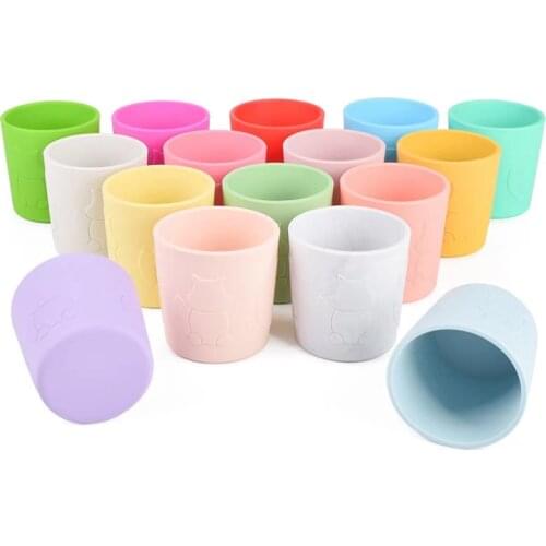 Food Grade Infant Baby Silicon Snack Cup Baby Drinking Training Water MilkCup Travel Silicone Coloured Portable Outdoor Handcups