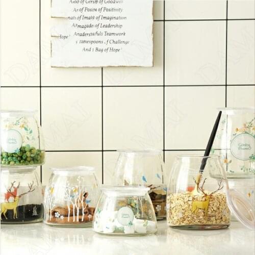 Simplicity Glass Storage Jar Farmhouse Style Sugar Bowl Dried Fruit Jars Seal Grain Dispenser Kitchen Organizer Supplies