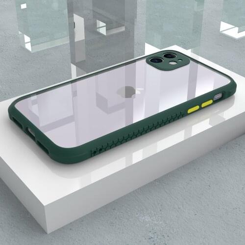 Shockproof Transparent Acrylic Phone Case For iPhone 12 11 Pro Max XS Max XR X 7 8 Plus 12 Mini Soft Silicone Bumper Back Cover