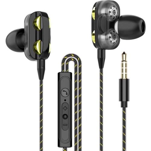 Dual Drive Stereo Wired Earphone In-ear Headset Earbuds Bass Earphones For IPhone Samsung 3.5mm Sport Gaming Headset With Mic