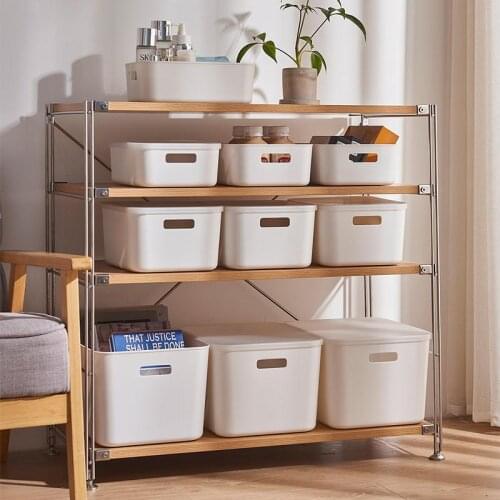 Sundries Storage Boxes Organizer Toy Snack Bin Large Basket Household Waterproof Dust-proof Pantry Bathroom Stackable Lids Shelf