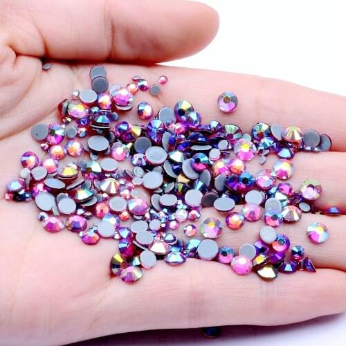 ROSE AB Color Hotfix Rhinestones ss6-ss30 Flatback Glue Backing Iron On Glass Stones Appliques For Fabric Garments Supplies