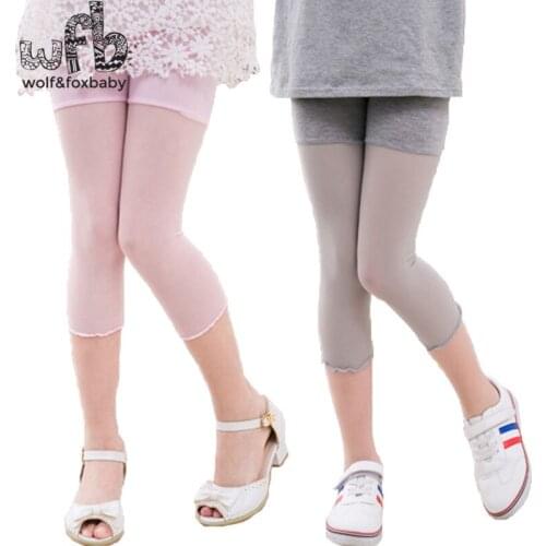 Retail 3-10 years children summer thin net yarn splicing girl pants leggings