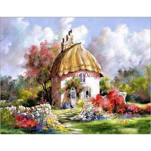 Needlework for embroidery DIY DMC High Quality - Counted Cross Stitch Kits 14 ct Oil painting - Rural Cottage