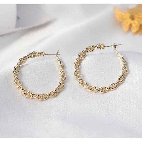 BLIJERY Trendy Gold Silver Color Twisty Metal Circle Earring for Women Geometric Round Hoop Earrings Party Jewelry Gift