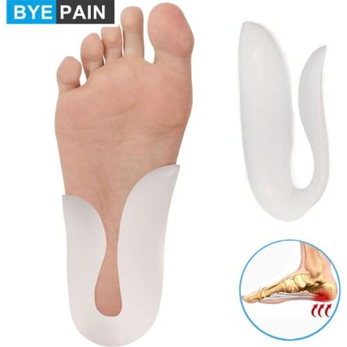 1Pair Foot Pain Silicone Gel Insoles U-Shape Plantar Fasciitis Heel Protector Heel Spur Cushion Pad Soft Shoe Insert for Unisex