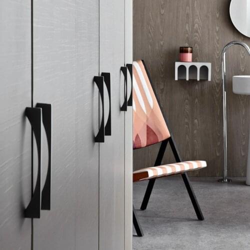 Nordic Modern Glam Brilliant Black Drawer Knobs Kitchen Door Handles Cupboard Door Handle Cabinet Handles for Furniture Hardware