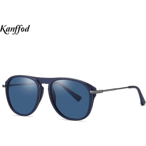 Kanffod New Fashion Round Sunglasses Man Brand Designer TAC Lens Vintage Eyewear Blue Outdoor Driving Oculos De Sol Uv400