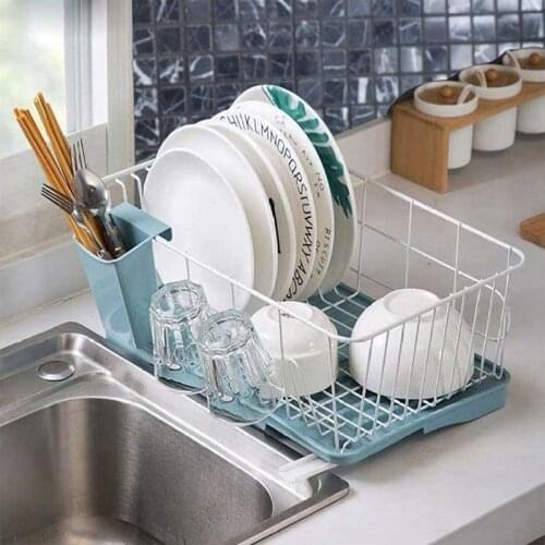 Hot Dish Drying Rack with Drainboard Dish Drainer Drain for Kitchen Counter with Removable Cutlery Tray
