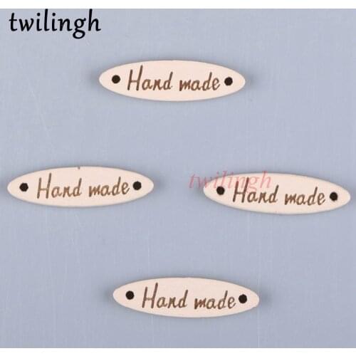 Twilingh 50Pcs Natural Color Wooden Buttons Handmade Letter 2 Holes