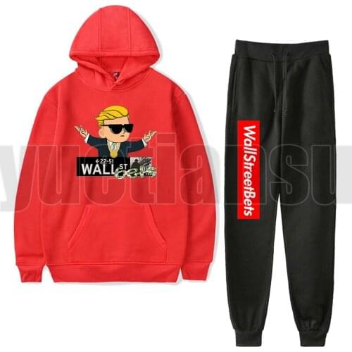 Hip Hop Street Wear Gamestop WallStreetBets Hoodie Tops 2 Pcs Set Mens Anime Tracksuit Hoodies+Sweatpants WSB Oversized Clothes