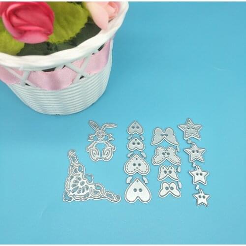 Heart-shaped, star-shaped, butterfly, rabbit, photo frame lace combination metal cutter mold paper crafts scrapbook card DIY