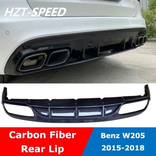 W205 ED1 Style Carbon Fiber Rear Bumper Shovel Lip Diffuser Spoiler For BENZ C Class COUPE C200 C63 AMG 2015-2018
