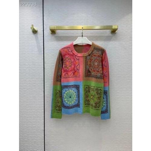 Runway Fashion Women Sweater 2021 High Quality Autumn Long Sleeve Flower Embroidery Knitted Cashmere Pullover Sweater