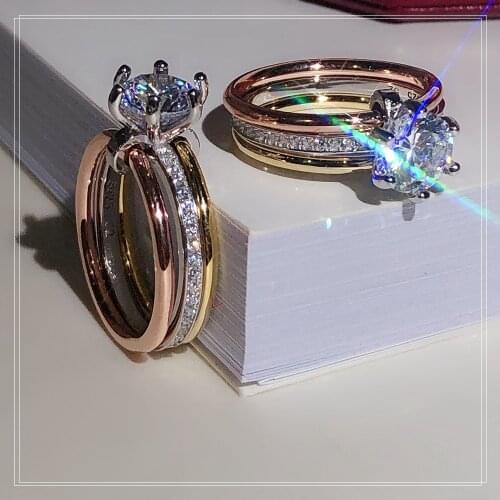 New Luxury 925 Sterling Silver Wedding Rings AAA White Zircon Elegant Engagement Hot sale Women eternal Jewellery love cube