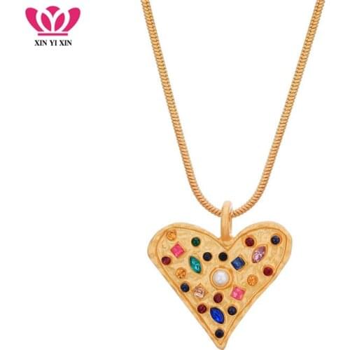 Charm Geometric Cute Heart Choker Necklace Women Elegant Colorful Crystal Cubic Zirconia Necklace Summer Dress Accessory Gift