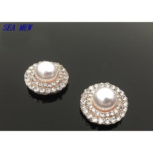 10 PCS 20mm Fashion Metal Alloy Gold Color Imitation Pearl Crystal Rhinestone Connectors Charm For Jewelry Making