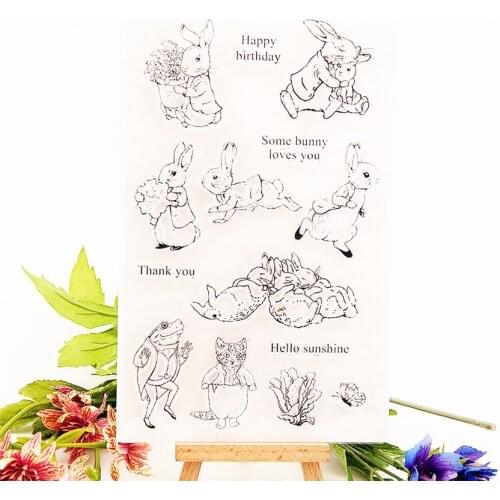 12.5x20.5cm rabbit party TPR Transparent Silicone Rubber Clear Stamps cartoon Scrapbooking/DIY Easter wedding album