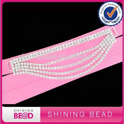 16cm Charm Metal Chain Buttons Crystal Rhinestone Bikini Swimwear Connectors/ Buckle For Swimwear Silver Plated Setting