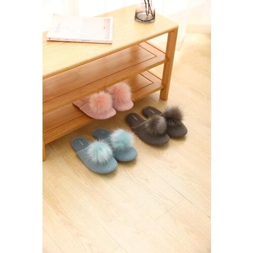 2021 Winter Warm Simple Lovely Womens Soft Plush Anti Slip Home Warm Slippers