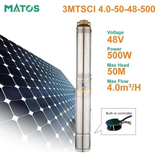 3 inches DC brushless deep well submersible solar water pump with internal MPPT controller
