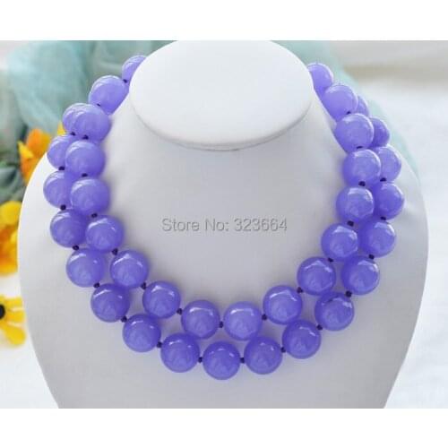 33" 14mm nature round violet bead necklace