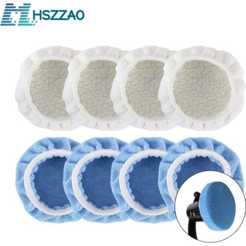 8 Pcs Polishing Bonnet Buffer Pad Microfiber Bonnet Car Polisher Pad Cover for Car Paint Care 5-6" 7-8" 9-10" 3 Sizes