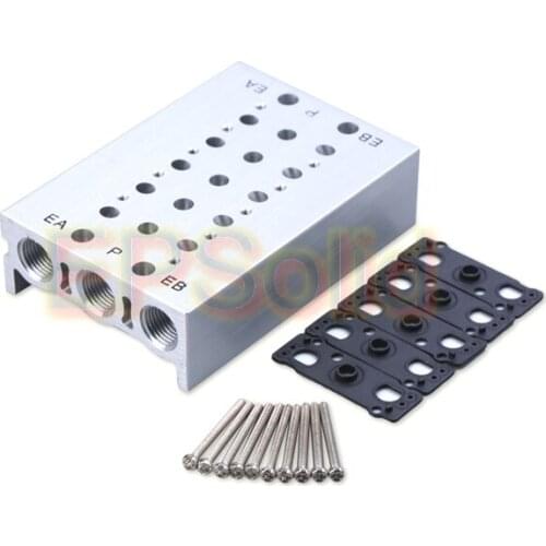 Free Shipping EPSolid Manifold Base for Solenoid Valve SMC SY3000~7000 Valve Base with Gasket and Screw