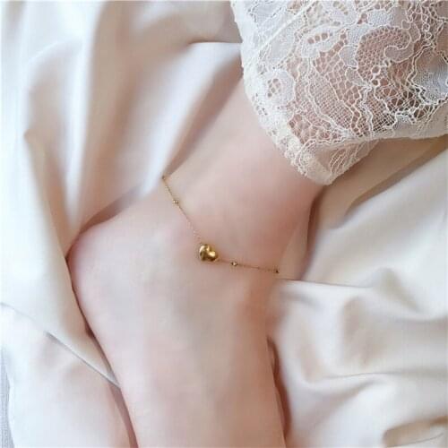 XIYANIKE 316L Stainless Steel Gold Color Heart Anklets Exquisite Simple Bracelets For Women 2021 Fashion Jewelry Tornozeleira