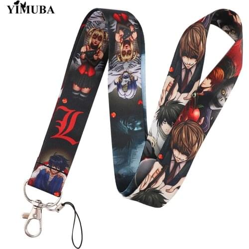 Anime Death Note Lanyards Keychain L·Lawliet Yagami Light Print Webbing Hang Rope Key Chain ID Card Pass Badge Holder Decoration