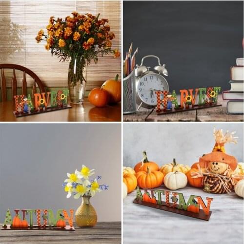 Thanksgiving Wooden Ornaments New Harvest Festival Pumpkin Scarecrow Owl Angel Party Scene Decoration Crafts Doll